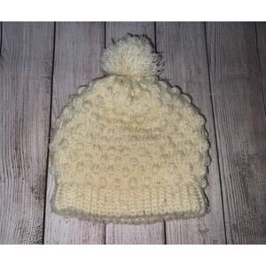 Vintage Fall Winter Accessory Boho Relaxed Fit Cream Colored Beanie Unisex
